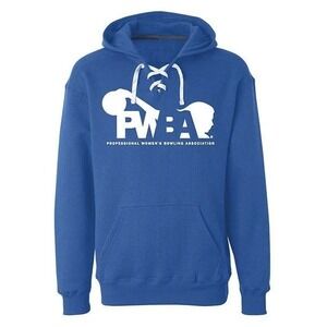 PWBA Professional Womens Bowling Association Royal Blue Hoodie Lace Up Neck Med